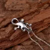 Наборы KOFSAC 2020, модные комплекты ювелирных изделий, ожерелья из стерлингового серебра 925 пробы, кольца для женщин, серьги с коричневым цирконом в виде геккона, женские подарки