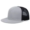 Casquettes de balle Hip Hop chapeau respirant maille Hipster bord plat hommes été Snapback casquette de Baseball adulte couleur unie