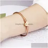 Bangle New Heart Regulowane złoto bransoletka róża róży Wysoka polerowanie śrub nierdzewnych Bracelet Braceletów do biżuterii dostawy BR DHW4Y