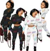 9007 European American women's Tracksuits fashion letter printed hoodie sports two-piece set