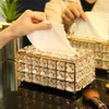 Caixas de tecido guardanapos barra caixa de guardanapo dispensador de estilo europeu quadrado cristal cubo quarto escritório hotel café café q240226