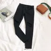 Женские джинсы, 2024, тонкие студенческие весенне-летние узкие леггинсы, черные брюки-карандаш для нищих
