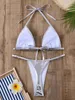 Kvinnors badkläder sexig mikrobikini baddräkt kvinnor 2024 brasiliansk broysande fast rött silver push up pearl thong baddräkt bikinis seth24222