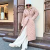 Kvinnors trenchrockar Fashion Rhombus mönster varm paka vinter outwear kvinnor kläder stänger av kragen långärmade risar casual parkas