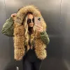 Fur Nowy 2023 MAMAOKONG Fashion Women prawdziwy lis futra naturalny szop szopowy kołnierz futra zima parka krótka kurtka bombowca