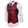 Męskie dodatkowe jedwabne kamizelki Wedding Paisley Solid Floral Waistcoat Vest Kieszonkowy krawat zestaw zestaw steampunk plus