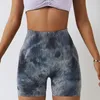 Actieve shorts Spilled Dye Krullend Naadloos Yoga Nylon Dames Fitness Elastisch Ademend Bilheffen Casual Sport Hardlopen