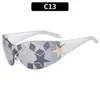 Lunettes de soleil Lunettes de soleil sans monture Y2K pour femmes et hommesLunettes de soleil tendance enveloppantes Lunettes une pièce punk Lunettes de soleil de sport surdimensionnéesL2402