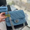 Designer channeles bags 23p New Mountain Camellia Cowboy Love Adjustment Buckle CFmini Single Shoulder Diagonal Cross Grid Chain Womens Bag