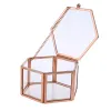 Boîte à bagues hexagonale transparente en verre or Rose, boîte à bagues de mariage géométrique en verre Transparent, boîte à bijoux organisateur support de table