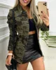 Vestes pour femmes automne 2023 Mabille de conception de poche boutonnée Vestes à manches longues décontractées pour femmes Camouflage de la mode Veste femme T240222