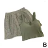 Indumenti da notte da donna Piccoli pantaloncini floreali freschi con scollo a V Canotta Top Set Canotta elastica traspirante Carro armato di base 2024 Vestiti estivi per la casa