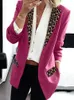 Spring Womens Long Sleeve Leopard-print Small Suit Coat Womens Banquet Dress Woman Jacket Oversized Blazer Women 240220