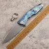A2275 High End Knife D2 Stone Wash Blade Ręcznie grawerowany anodowany TC4 TITANIUM STOP -STRONY Outdoor Survival EDC Kieszeczne noże