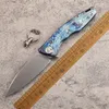 A2275 Coltello Flipper di fascia alta D2 Stone Wash Blade inciso a mano anodizzato TC4 Manico in lega di titanio Coltelli tascabili EDC di sopravvivenza esterna