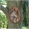 Dekorativa föremål Figurer Squirrel Tree Her Yard Art Outdoor Hole Statyes Face Decor Novelty Garden Decoration Scpture 230727 D DHOT2