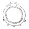 Pendanthalsband Enkelt dubbellagerfjärilkedja halsband Hip Hop Style Clavicle Elegant Girl Rock Party Jewelry Lady Dinner