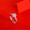 Anelli KOJ 1 carati Moissanite quattro artigli fedi nuziali con diamanti per le donne veri gioielli in argento sterling 925 di fidanzamento regolabili