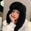 Berets Koreanische Flauschige Warme Bomber Hüte Für Frauen Herbst Winter Niedlichen Pelzigen Gehörschutz Mützen Hut Kälte Schutz Reiten