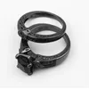 Pierścienie klastra Pierścień Pierścień Znakomity czarny cyrkon romantyczna geometria serce zaręczynowy impreza biżuteria rocznica prezent