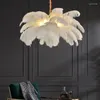 Pendant Lamps Nordic Ostrich Feather Led Lamp Living Room Bedroom Home Decor Indoor Lighting Hanging Light Fixture Luster