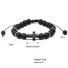 Perlé Nouvelle Arrivée Lave Volcan Pierre Agate Perles Bracelet Pour Hommes Croix Charme À La Main Réglable Noir Tressé Goutte Deliv Dhgarden Dhtnz