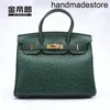 Ostrich Designer Bag Leather Women's Handbags Sewn Wax Thread Leather Handbags Fashion Trend Women's Handbags Classic 30
