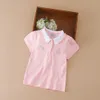 3-12 Age Girls Polo Summer Children Short Sleeve T-shirts Kids Turn Down Collar Clothing Baby Cotton Tops 240219