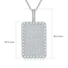 Bijoux fins Hip Hop pendentif en diamant S925 pendentif rectangulaire en argent Sterling Vvs Moissanite bijoux de luxe collier Moissanite