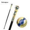 Bastone da passeggio alla moda con manico rotondo di lusso blu dorato per bastone da passeggio decorativo per feste Bastone da passeggio elegante con pomello pastorale 93 cm