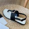 New fashion sandals top designer slippers genuine leather letter beach shoes outdoor anti slip herringbone slippers women's flat rubber shoes candy indoor