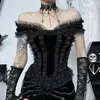 T-shirts Femmes InsDoit Harajuku Velet Dentelle Trim Top Femmes Mall Goth Esthétique Grunge Chemise Corset Crop Tank E-girl Emo Streetwear