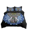 Ensembles de literie Housse de couette Bohème Mignon Éléphant Mandala Noir Doré Boho Chambre Décorative Couette Style Luxueux Pour Femmes Cadeau