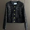 Vestes pour femmes Automne et hiver 2024 Paillettes Boucle d'or Manteau court Fille OL Blazer Mujer