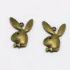 Colliers 50pcs Antique Sier couleur steampunk Rabbit Head Charms Pendants Supplies for DIY Collier Bijoux de fabrication accessoires 33 * 21 mm