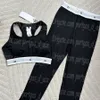 Letter Webbing Women Bh Leggings Set Sexy Croped Tank Tops Luxury Designer Black Tracksuits Yoga Outfits