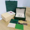 boîtes de montres pour hommes de créateurs Montre vert foncé Dhgate Box Cadeau de luxe Woody Case pour montres Yacht montre Livret Étiquettes de carte et Swiss264s