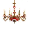 Ljuskronor franska klassiska kungliga koppar keramiska ljuskronor hem deco el villa lyx hänge lampa europeisk pastoral mässingsljus