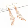 Dangle Earrings 585 Purple Gold Ear Hook 14k Rose Plated Long Glossy Star Tassel For Women Exquisite Glamour Light Luxury Jewelry