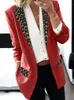 Spring Womens Long Sleeve Leopard-print Small Suit Coat Womens Banquet Dress Woman Jacket Oversized Blazer Women 240220