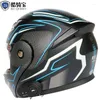 Caschi moto Casco integrale da uomo Bluetooth Resistenza più lunga Antiappannamento Impermeabile Doppia lente Sport fantastici Approvato DOT