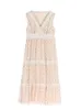 Basic Casual Dresses Bohemian lace dress womens white beach dress summer casual patch work dress sleeveless V-neck sun dress elegant party dress J240222