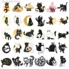 Broches Chat Broche Crâne Chat Broche Halloween Assistant Chapeau Couple Soleil Lune Noir Blanc Chat Sac À Dos Vêtements Alliage Émail Épinglettes Broches