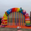 8mWx5mH (26x16.5ft) Avec ventilateur en gros Arche de bonbons gonflable sur mesure avec des glands Ballon d'arche d'événement de fête attrayant coloré pour la décoration extérieure3