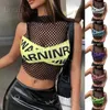 Tanks pour femmes Camis Summer Outfit Mesh Hole Hollow Top Street Y2K Lettre de mode Contraste Couleur Spice Girl Gilet pour femmes T240222