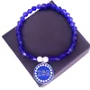 Charm armband handgjorda elastiska blå emalj vit pärla grekisk bokstav zeta phi beta pärlast sorority symbol smycken