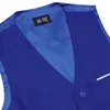 Men's Vests Hi-Tie TR Solid Classic Dark Blue Silk Waistcoat Neck Tie Hanky Cufflinks Set For Male Gifts Business Designer Party