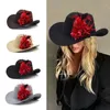 Basker kvinnor cowboy hatt västra cowgirl hattar fedora fest prop blommor fjädrar