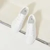 UOIDRU Casual PU White Women's Sports Lace Leather Up Tennis Fashion Low Top Thick Sole Shoes 423 406