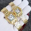 Square Designer Quartz Tank Montre Classic Leisure Lady Watches High Quality Men Sier Gold rostfritt stål Diamond Wit Whit Box Dhgate